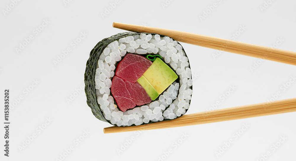 Delicious Sushi Roll with Tuna Avocado Rice Delicious Sushi Roll with Tuna Avocado Rice
