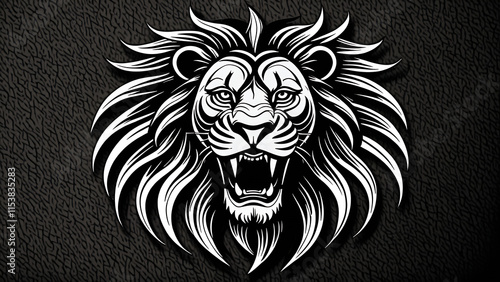 Tribal lion head illustrations set black and white vector, tattoo designs, logo templates new image photo