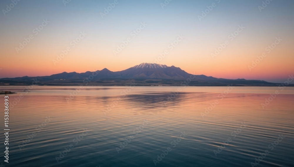 Fototapeta premium mountain in the distance with a body of water in the foreground