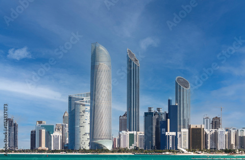 Abu Dhabi Skyline Before Sunrise: Night-to-Day Transition with Water Reflections