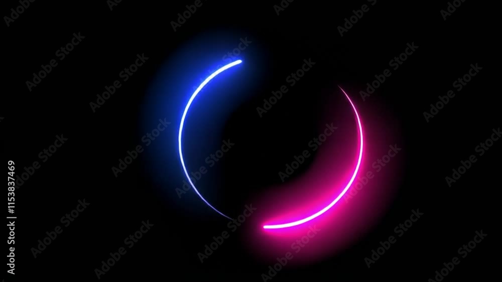 Abstract Neon Circle: Pink and Blue Glowing Lines Abstract Neon Circle: Pink and Blue Glowing Lines