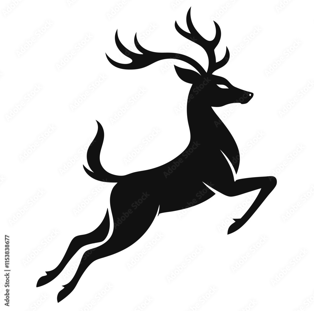 Leaping Deer Silhouette Minimalist Black Art Leaping Deer Silhouette Minimalist Black Art
