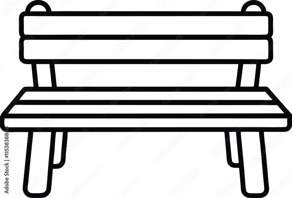 bench isolated on white, bench icon line art vector bench isolated on white, bench icon line art vector