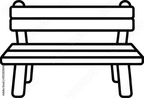 bench isolated on white, bench icon line art vector