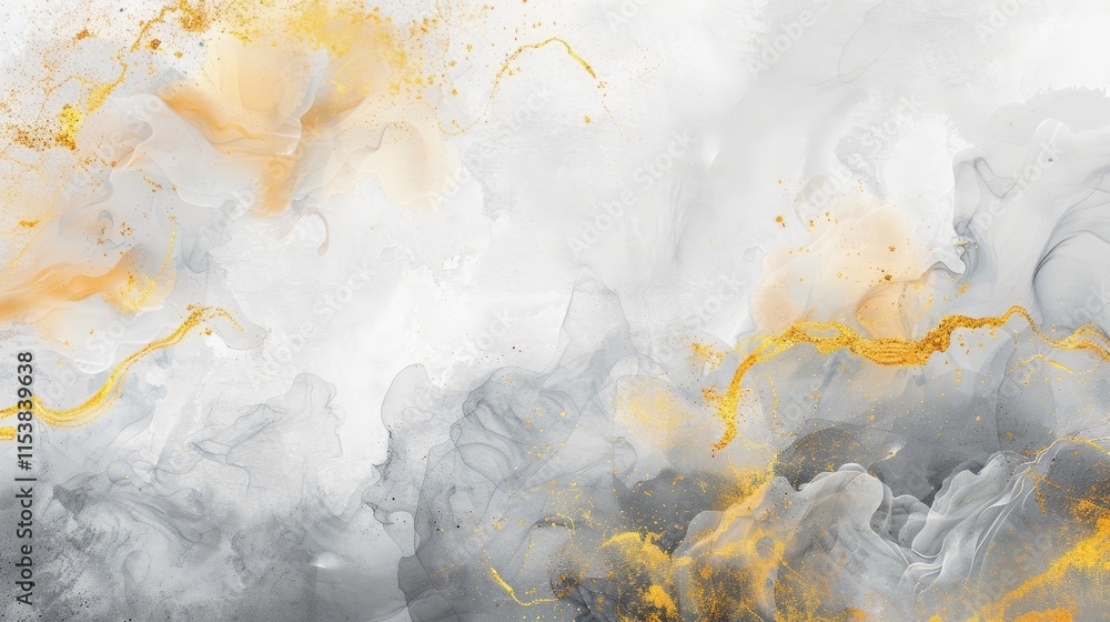Obraz premium Abstract swirling patterns in gray, white, and gold hues, evoking elegance and creativity.