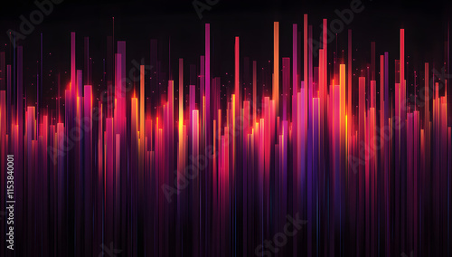 Wallpaper Mural Neon Bar Graph with Glowing Pink and Blue Columns on Dark Background – Data Visualization and Technology Concept Torontodigital.ca