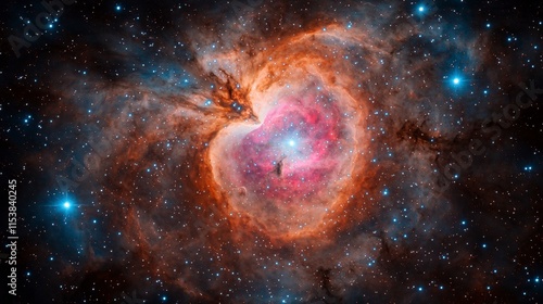 Stunning Cosmic Heart Nebula in Deep Space with Vibrant Colors, Stars, and Interstellar Gas Clouds Revealing the Beauty of the Universe