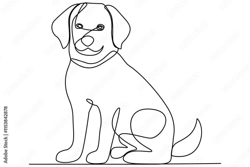 Fototapeta premium Continuous one line art drawing of dog vector illustration design