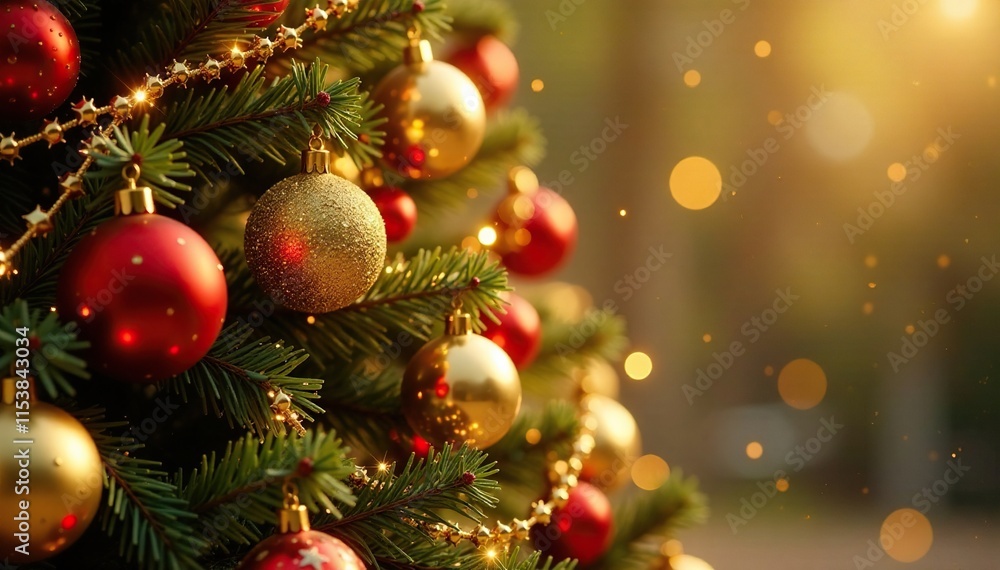 A majestic golden Christmas tree adorned with glittering ornaments and lights, golden, ornament A majestic golden Christmas tree adorned with glittering ornaments and lights, golden, ornament
