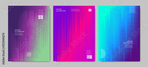 Vector illustration. Dripping liquid glitch effect. Flowing color fluid. Vibrant color gradient background. Trendy modern design. Design elements for poster, book cover, layout, report, magazine