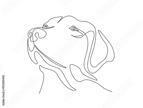 Continuous one line drawing of dog head vector. Labrador retrieve head single line art vector illustration. Editable stroke.