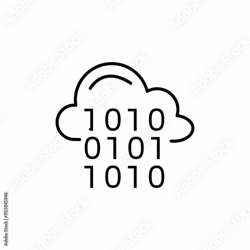 cloud binary code icon sign vector