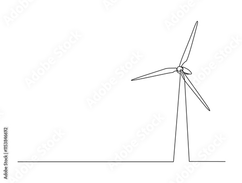 Continuous one line drawing of wind turbine power , sustainable energy. Wind turbines power outline vector illustration. Editable stroke.