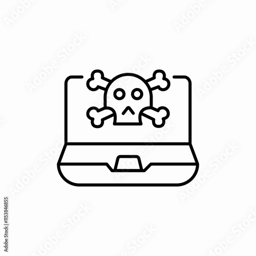 laptop hack virus icon sign vector