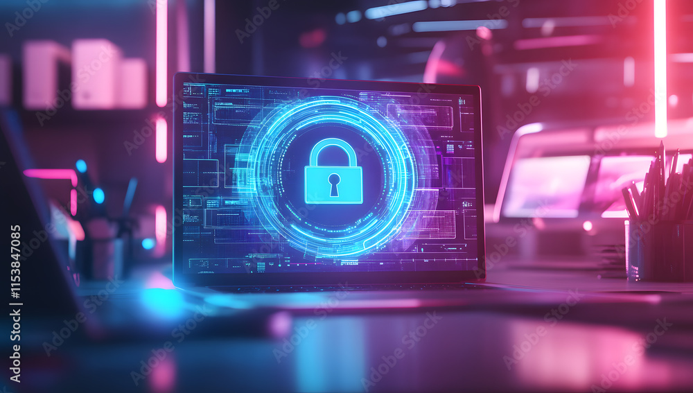 Glowing Digital Padlock Representing Cybersecurity and Data Protection – Futuristic Technology Concept Glowing Digital Padlock Representing Cybersecurity and Data Protection – Futuristic Technology Concept