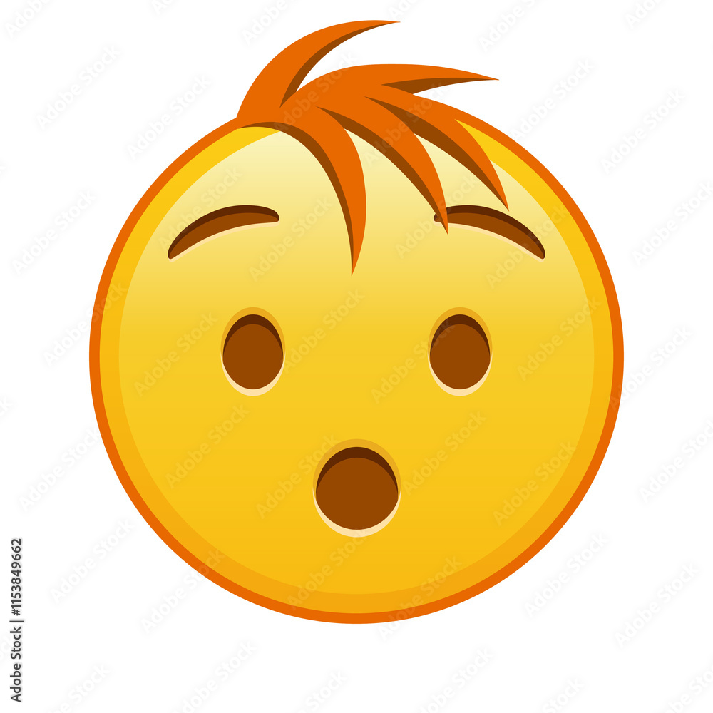 Fototapeta premium Hushed face Large size of yellow emoji smile with hair