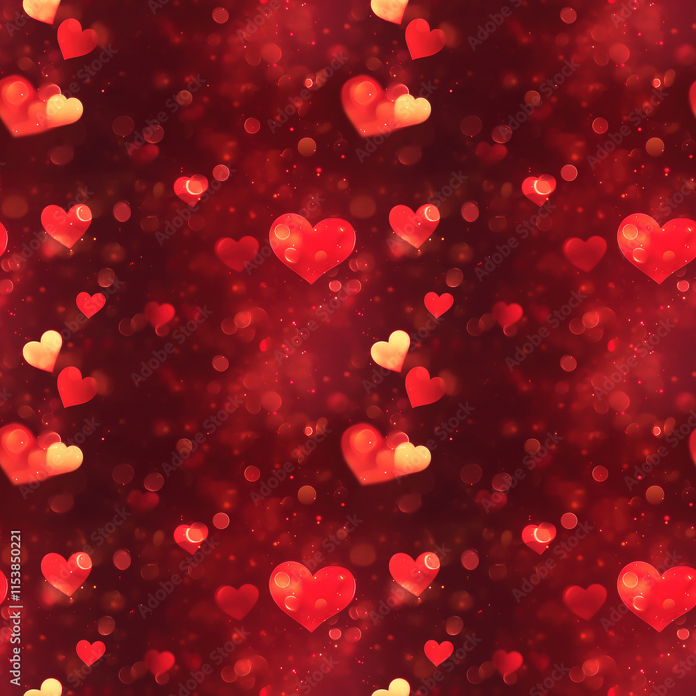 stylish romantic seamless pattern abstract defocused heart shaped red bokeh dots overlay background stylish romantic seamless pattern abstract defocused heart shaped red bokeh dots overlay background