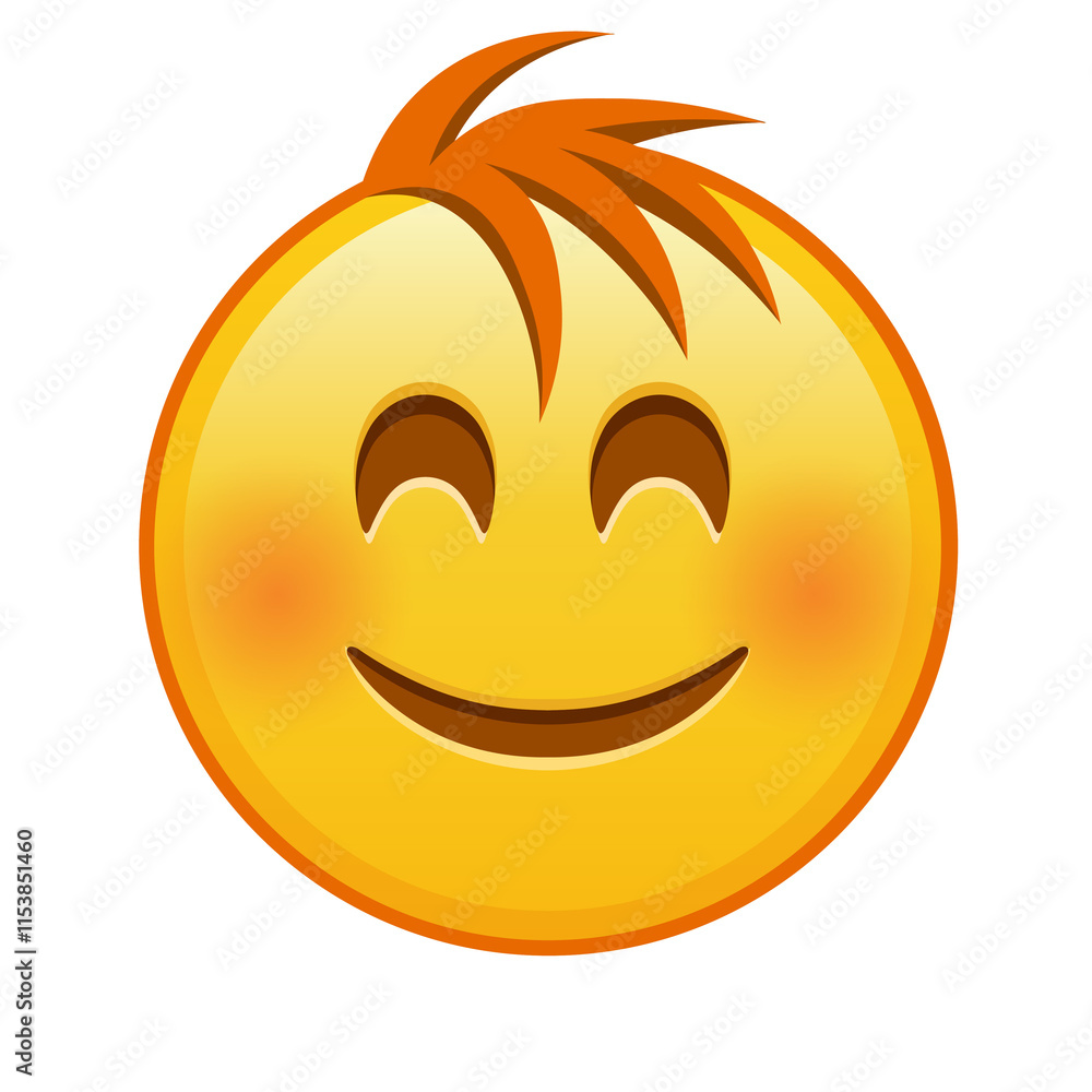 Smiling face with laughing eyes Large size of yellow emoji smile with hair Smiling face with laughing eyes Large size of yellow emoji smile with hair