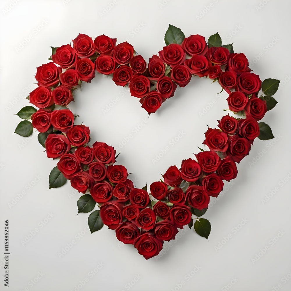 heart-shaped arrangement of vibrant red roses with blank space in the middle on a white background perfect for valentine's day or romantic occasions heart-shaped arrangement of vibrant red roses with blank space in the middle on a white background perfect for valentine's day or romantic occasions
