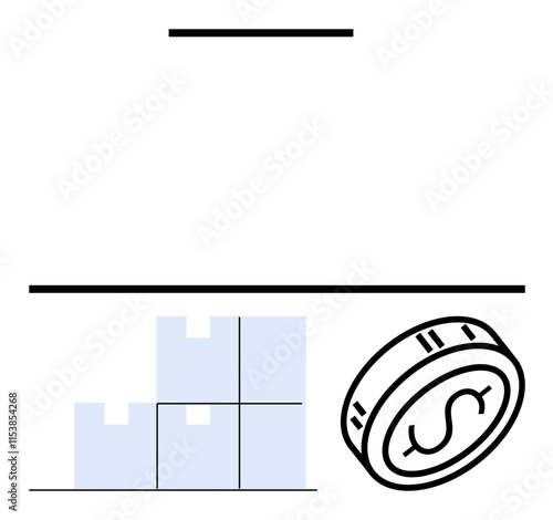 Stacked cubes depicting growth process next to a coin with a dollar symbol showing monetary value. Ideal for financial planning, savings, investment, budget management, economic growth, accounting