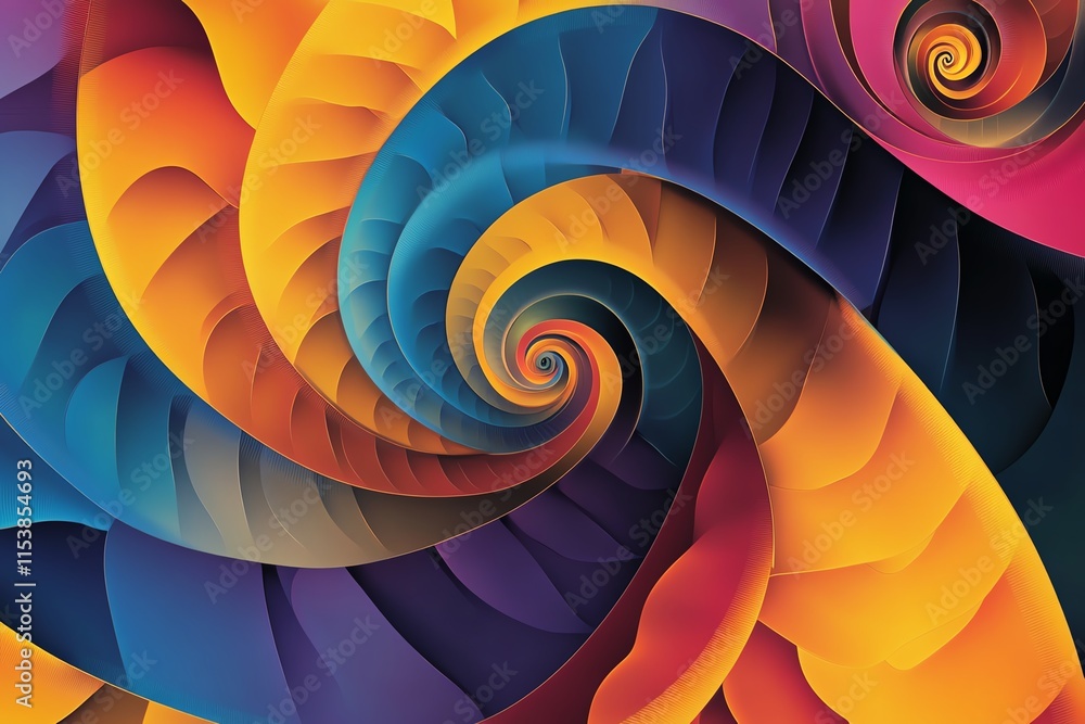 Fototapeta premium Colorful abstract spiral design with vibrant swirling patterns.