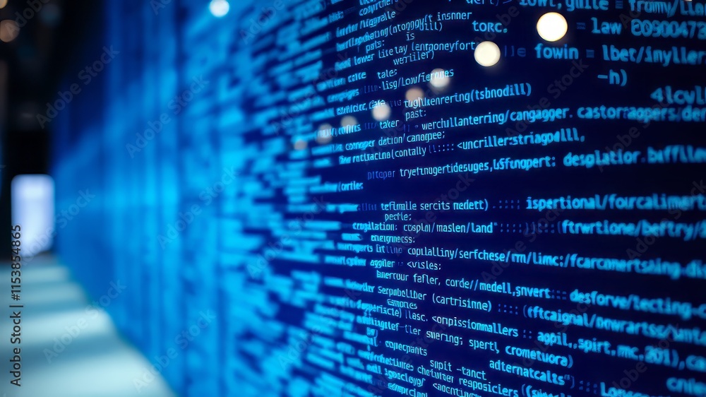 Blue and White Code Interface - Futuristic AI Art - High-Resolution Blue and White Code Interface - Futuristic AI Art - High-Resolution