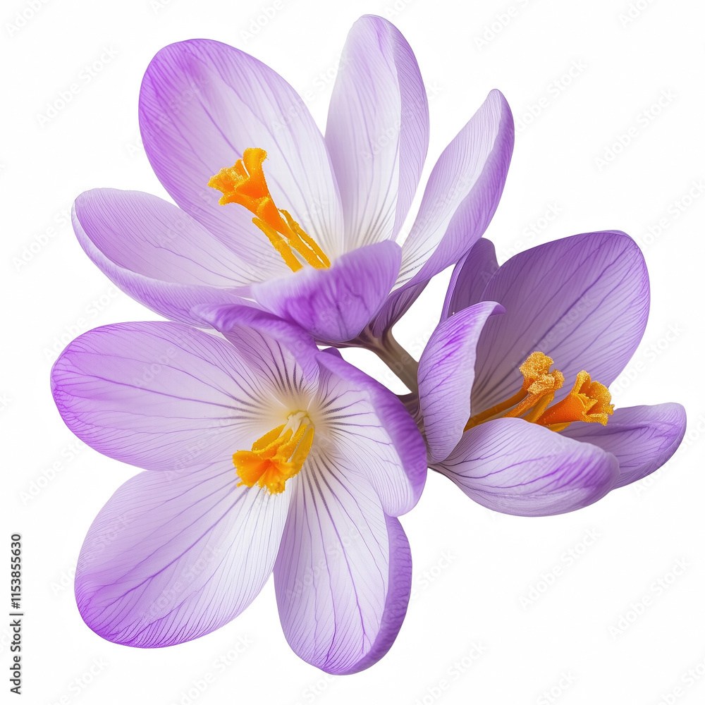 Fototapeta premium crocus flowers isolated on transparent background Generative Ai.