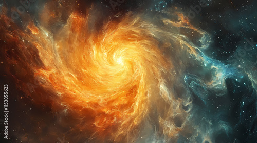 Cosmic field: field with vibrant swirls and nebulous forms, representing the vastness of space. Nebulosa. Illustration