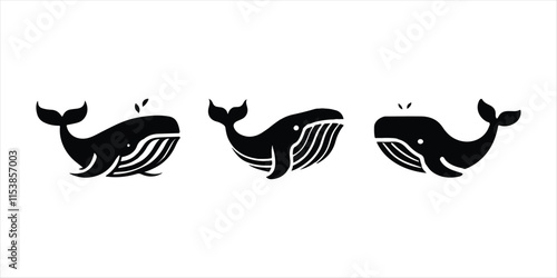 Whale set illustration on white background. blue  whale vector.