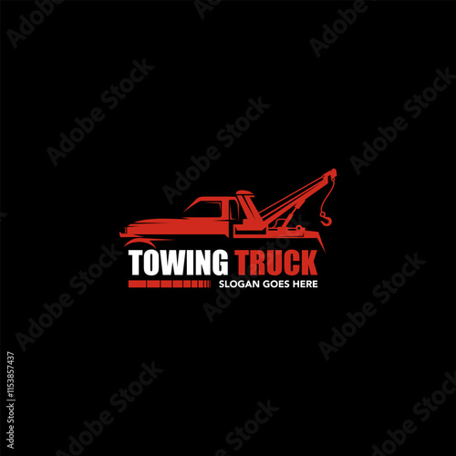 Illustration vector graphic of towing truck service logo design. Suitable for the automotive company, logo, illustration, animation, etc.