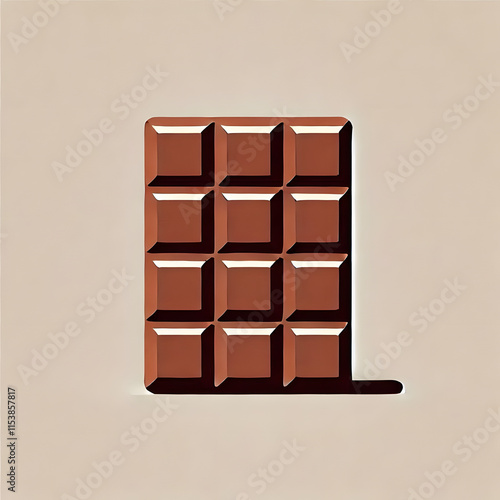 Chocolate Bar Icon: A simple, yet captivating illustration of a classic chocolate bar, perfect for branding, packaging, and digital designs. photo