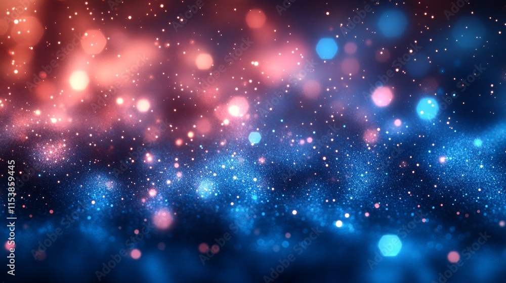 Vibrant cosmic abstract with sparkling pink and blue bokeh lights Vibrant cosmic abstract with sparkling pink and blue bokeh lights