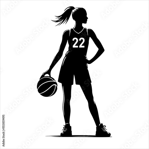 Basketball Players vector. Basketball player action silhouette illustration