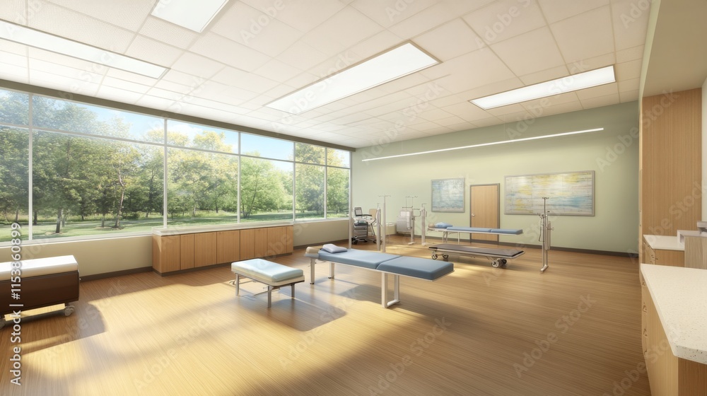 Serene Therapy Room in Bright Environment Serene Therapy Room in Bright Environment