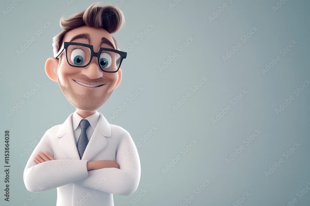 Cheerful 3D Cartoon Scientist Cheerful 3D Cartoon Scientist