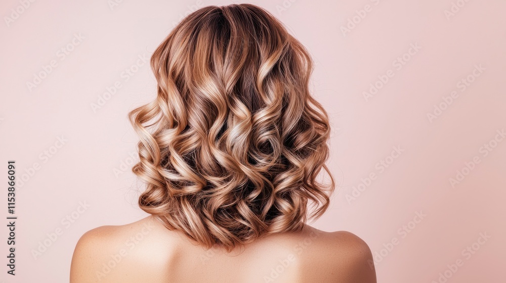Fototapeta premium Elegant Back View of Curly Hair with Beautiful Blonde