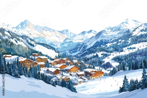 Scenic Ski Resort in Mountain Landscape