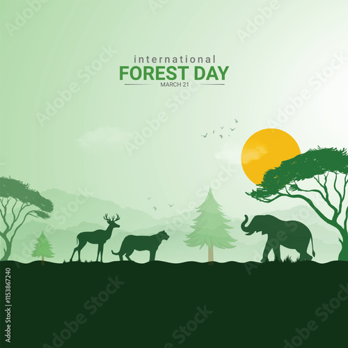 International Day of Forests. Forests Day creative design for social media ads photo