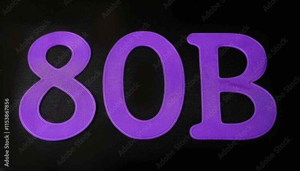 80B text of Lavender color on black background image 80B text of Lavender color on black background image