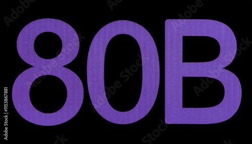 80B text of Lavender color on black background image photo