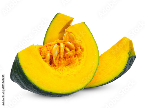 Sliced pumpkin isolated on white background