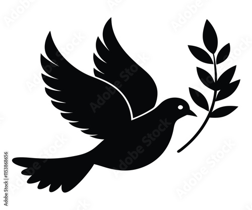 Dove Silhouette Olive Branch Peace Symbol