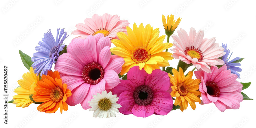 Vibrant Collection of Flowers - Artistic Arrangement on Crisp White Background for Creative Projects the product image shot (transparent) , print, banner Vibrant Collection of Flowers - Artistic Arrangement on Crisp White Background for Creative Projects the product image shot (transparent) , print, banner