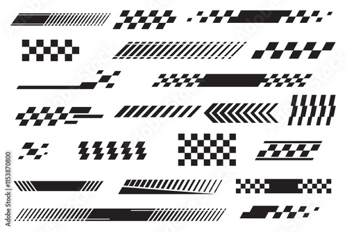 set checkered flag designs, racing stripe speed, finish line motorsport