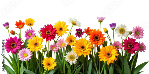 Vibrant Collection of Flowers - Artistic Arrangement on Crisp White Background for Creative Projects the product image shot (transparent) , print, banner photo