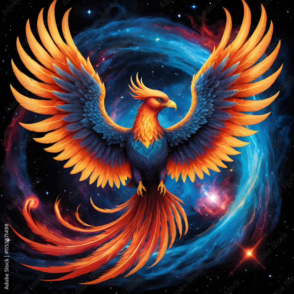 Obraz premium Stardust Phoenix Ascending: A Cosmic Rebirth
