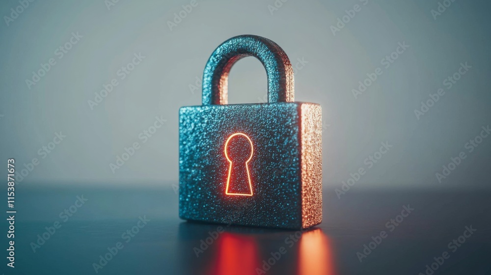 Fototapeta premium Digital Lock with Bright Light and White Background