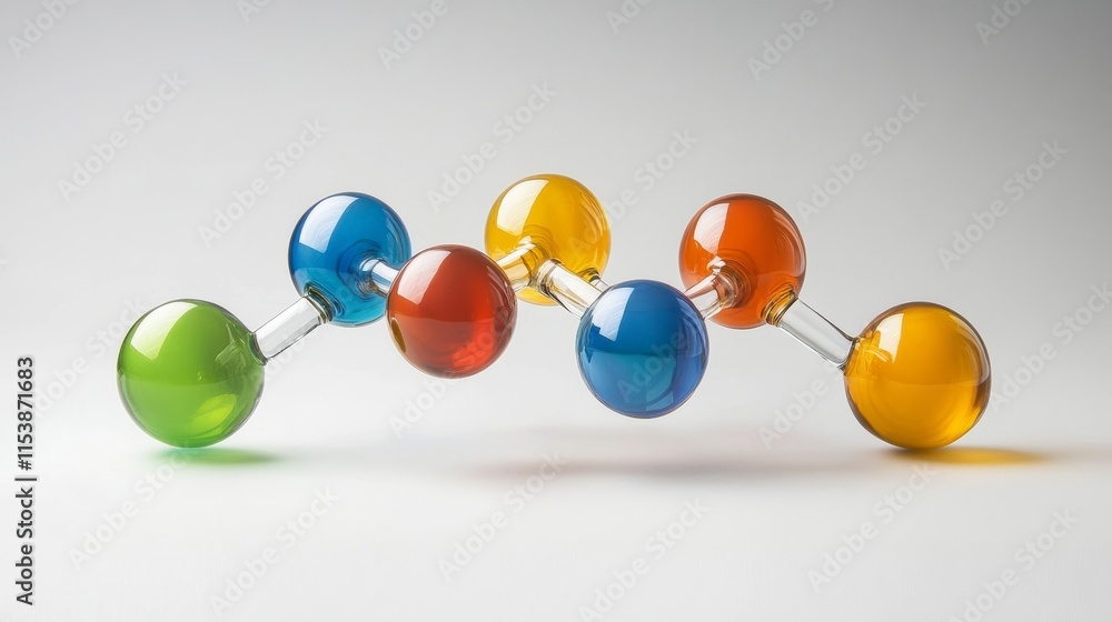Fototapeta premium Glass molecule model banner key visual for chemistry, biotechnology, and molecular research