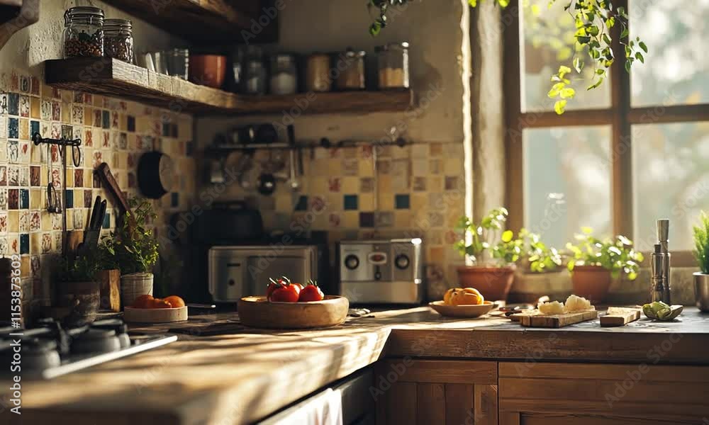 Rustic Kitchen Sunlight: A Cozy Culinary Corner Rustic Kitchen Sunlight: A Cozy Culinary Corner