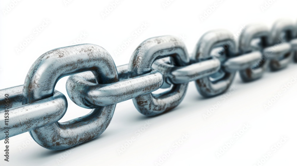 Metallic Chain on White Background in High Contrast Style Metallic Chain on White Background in High Contrast Style